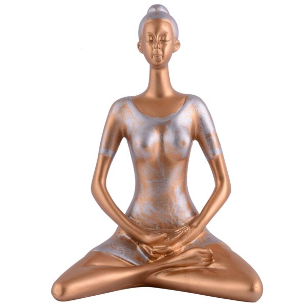 Suitable for home decor Yoga Posture Lady Statue Idol for Home Yoga Statue admirable piece of gift (Golden) - Image 2