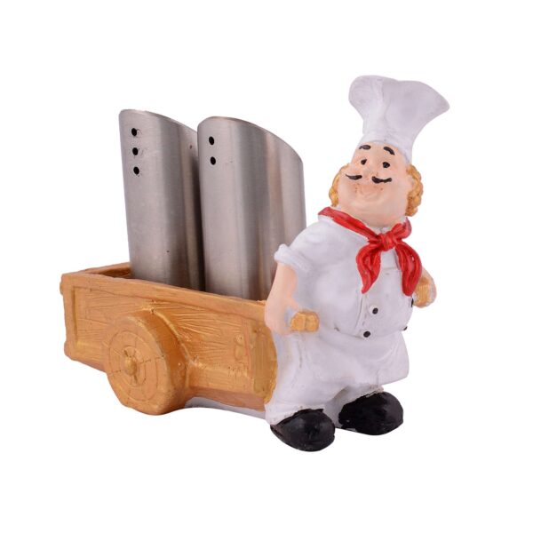 Resin Chef Figures Decorative Ornaments,Kitchen Decor,Cook Café Bar Statue, French Chef Figurines with Tray Message Board-1 - Image 4