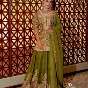 Zari Glitz: Heavy Chinon Silk Embroidered Party Set (Top + Plazzo + Dupatta)