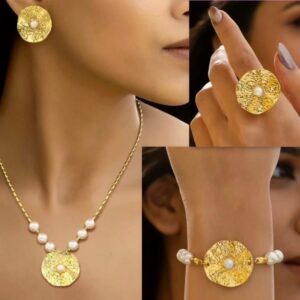 EternaGlow: Anti-Tarnish Waterproof Brass Jewelry Set with Semi-Precious Stones1